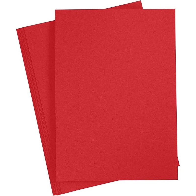 5x Rode kartonnen vel A4 - Hobbypapier - Knutselmaterialen - Rood