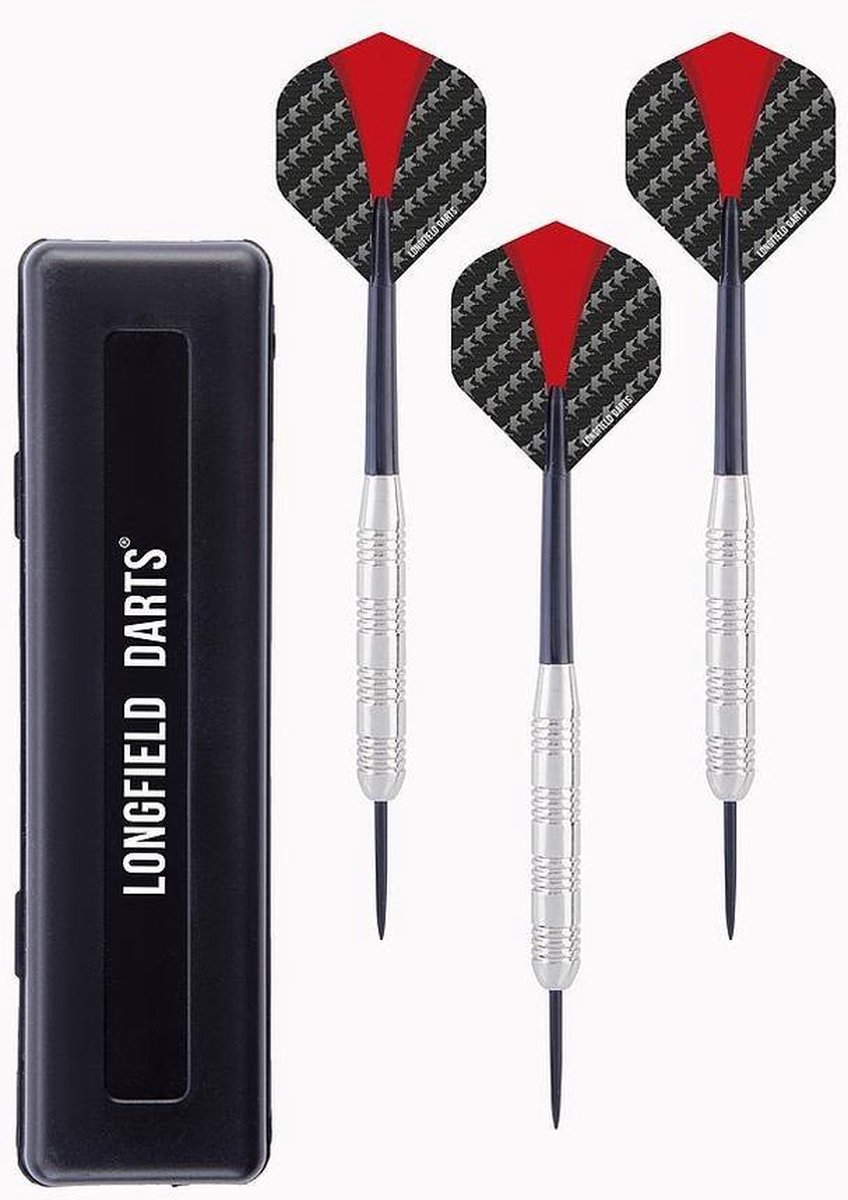 Longfield Games 2x Set van 3 dartpijlen Longfield darts nickel silver 23 grams - Darten/darts sport artikelen pijltjes nickel silver - Kinderen/volwassenen
