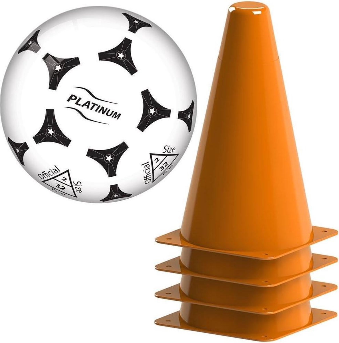 pionnen 17 cm set van 4 stuks metv plastic voetbal - voetbal training pionnen - Oranje