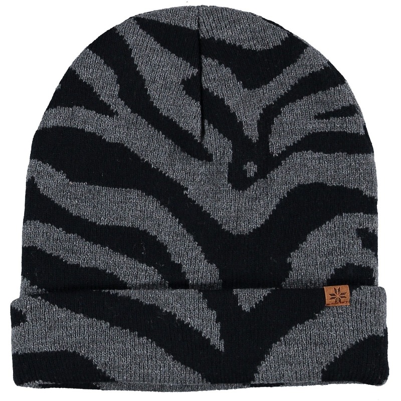 Sarlini Luxe gebreide kindermuts met zebra print antraciet