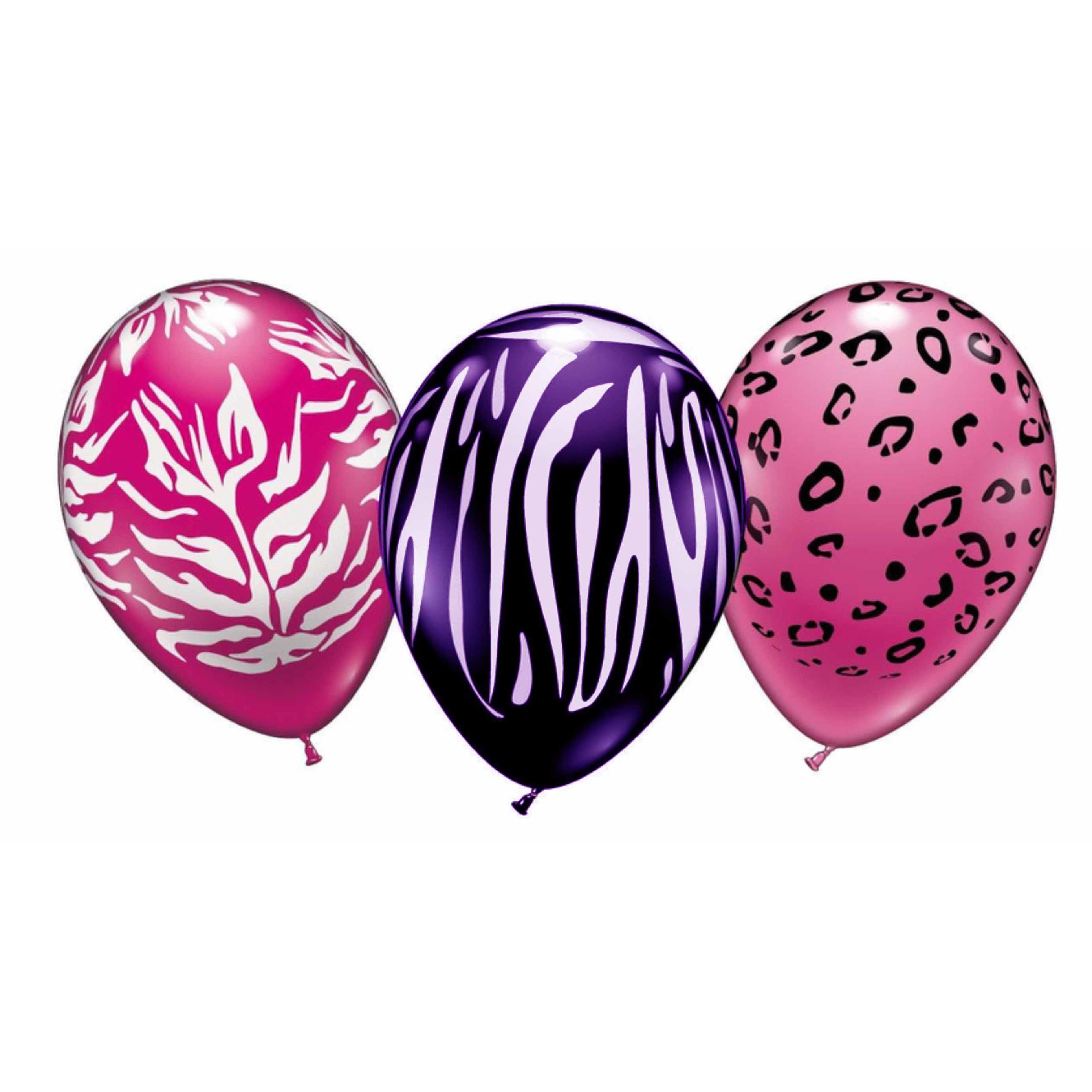 24x stuks Dierenprint thema party ballonnen 28 cm - Feestartikelen/versiering