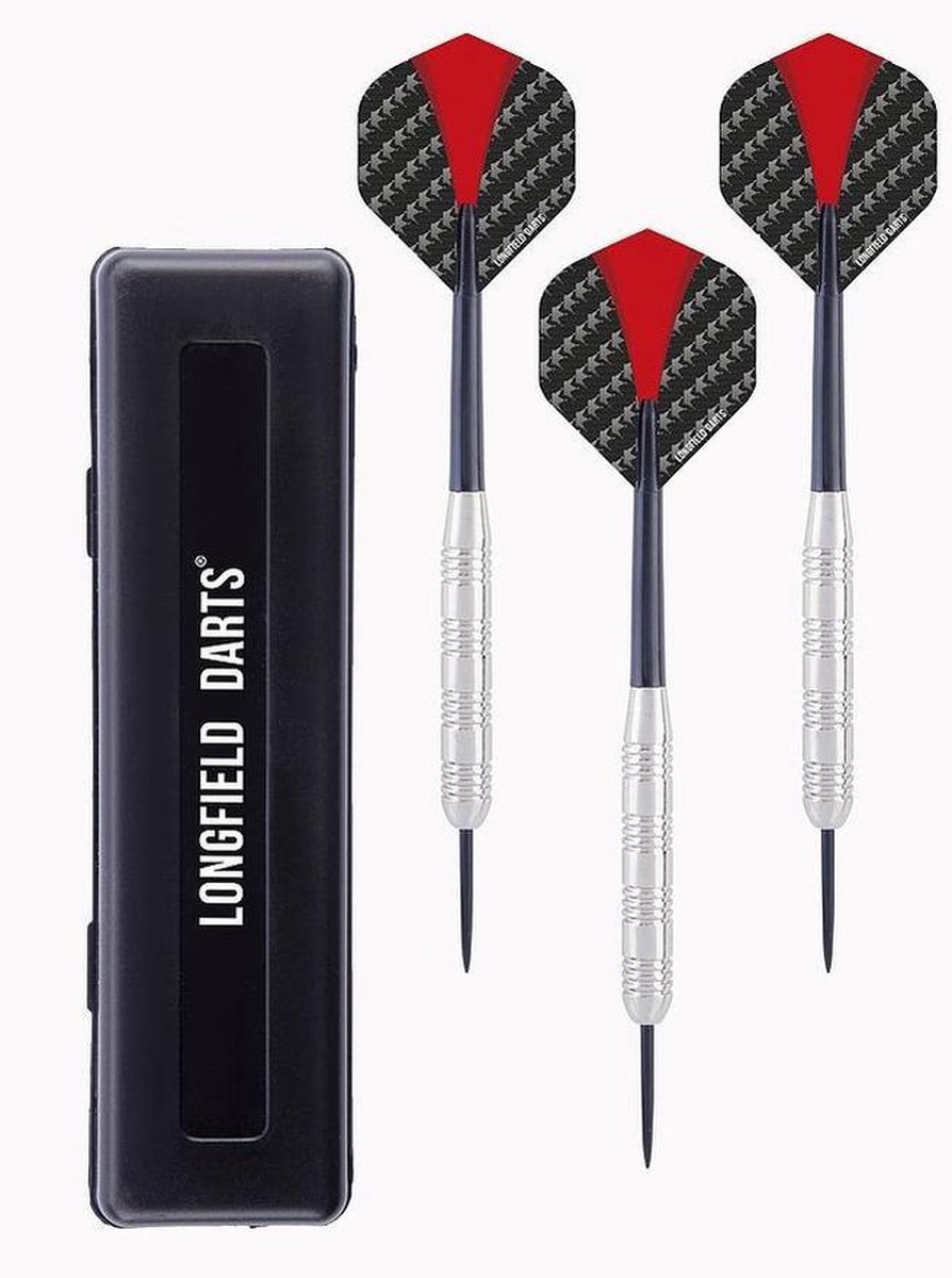 Longfield Games 2x Set van 3 dartpijlen Longfield darts nickel silver 22 grams - Darten/darts sport artikelen pijltjes nickel silver - Kinderen/volwassenen