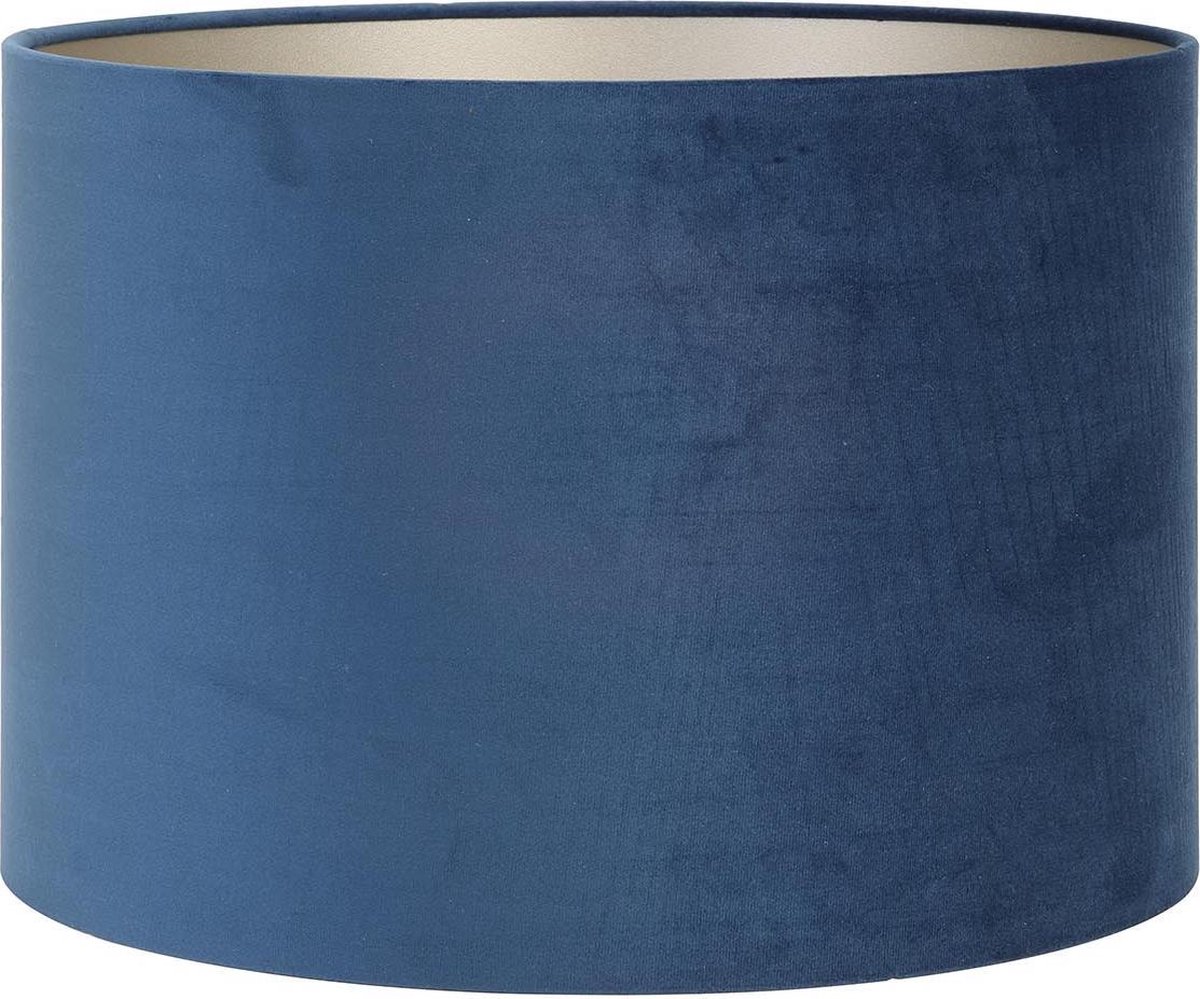 Light & Living Cilinder Lampenkap Velours - Blue - Ø30 x 21 cm - Blauw