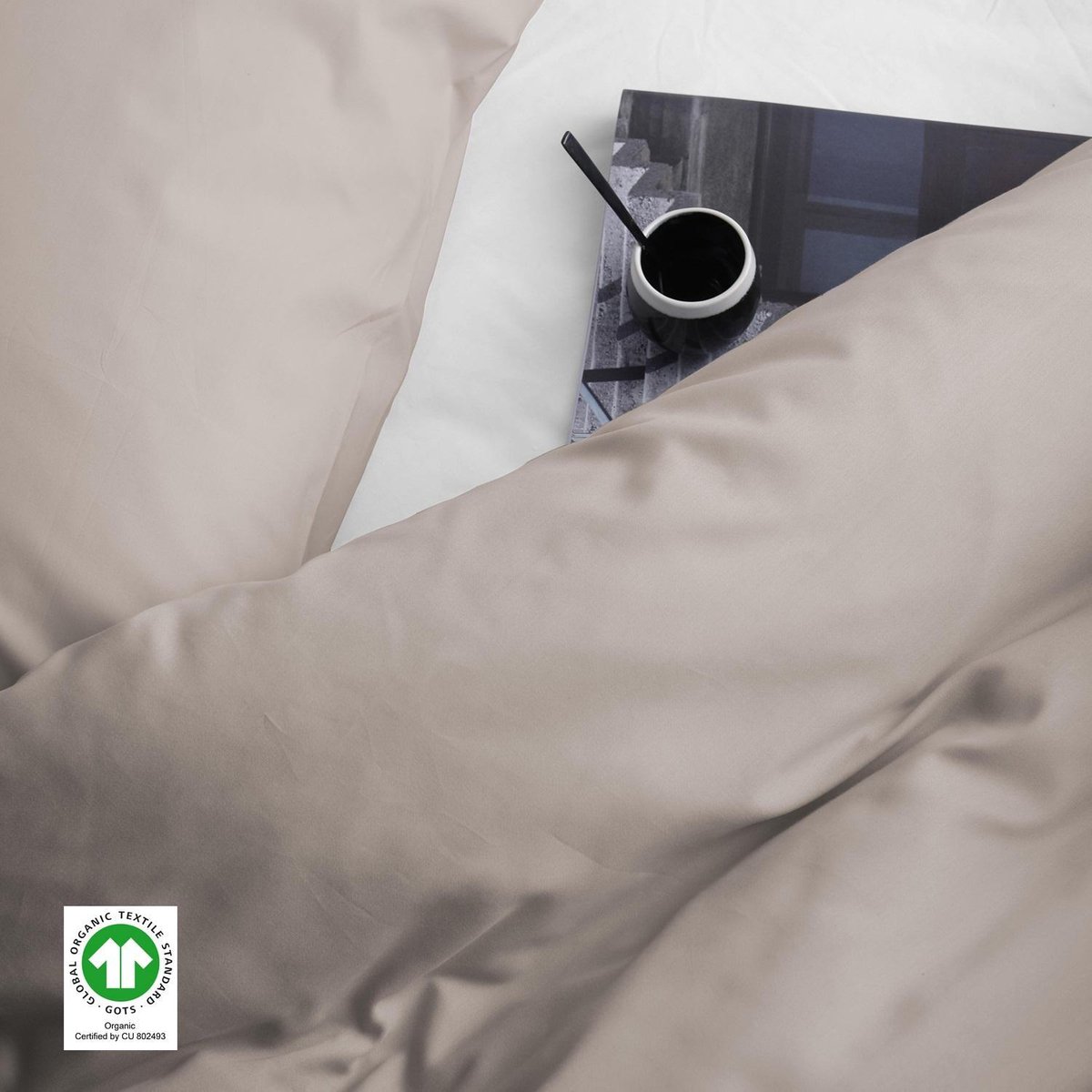 Damai Laken Biologisch Katoen Satijn - taupe - Bruin