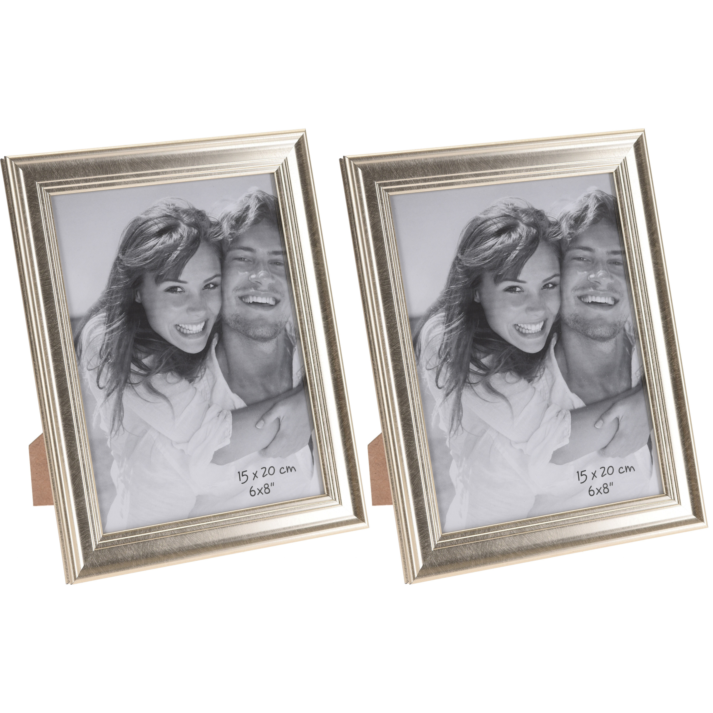 2xen glanzende fotolijsten/fotoframes 15 x 20 cm - Woondecoraties/ - Woonaccessoires - Fotolijsten/fotoframes - Fotolijstjes voor 15 x 20 cm foto - Goud