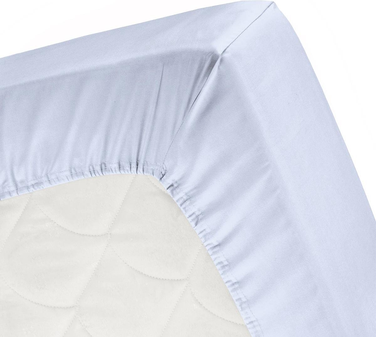 Damai Topper Hoeslaken Biologisch Katoen Satijn - sky blue - Blauw