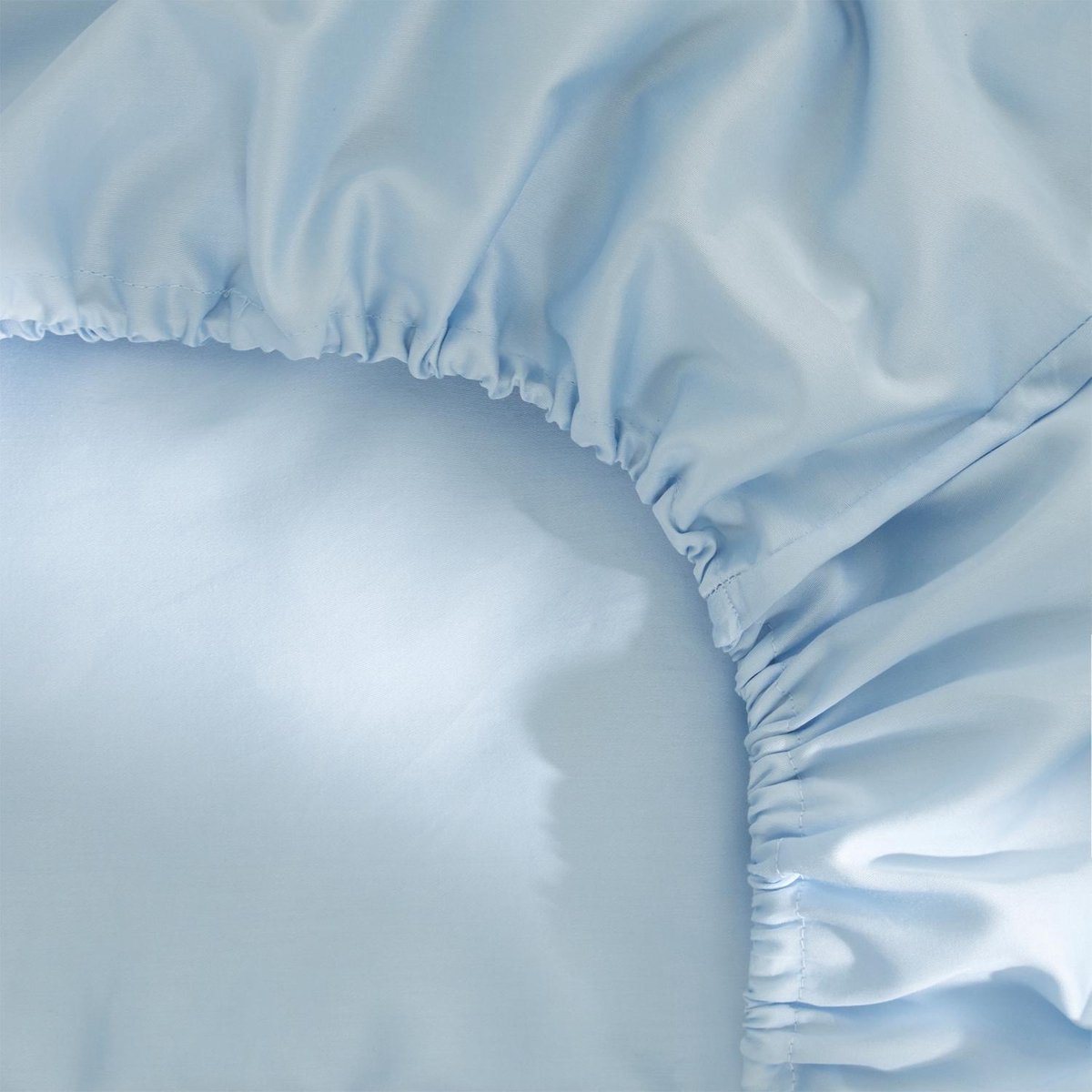 Damai Topper Hoeslaken Biologisch Katoen Satijn - sky blue - Blauw