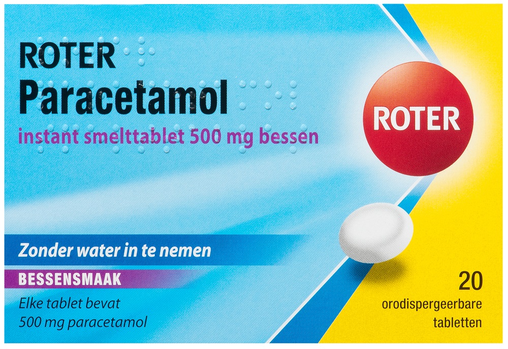 Roter paracetamol instant smelttablet 500 mg bessen
