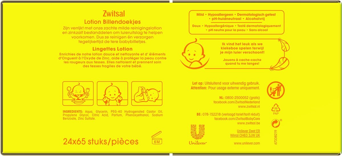 Zwitsal Billendoekjes Babydoekjes Lotion Voordeelverpakking - 1560 Stuks