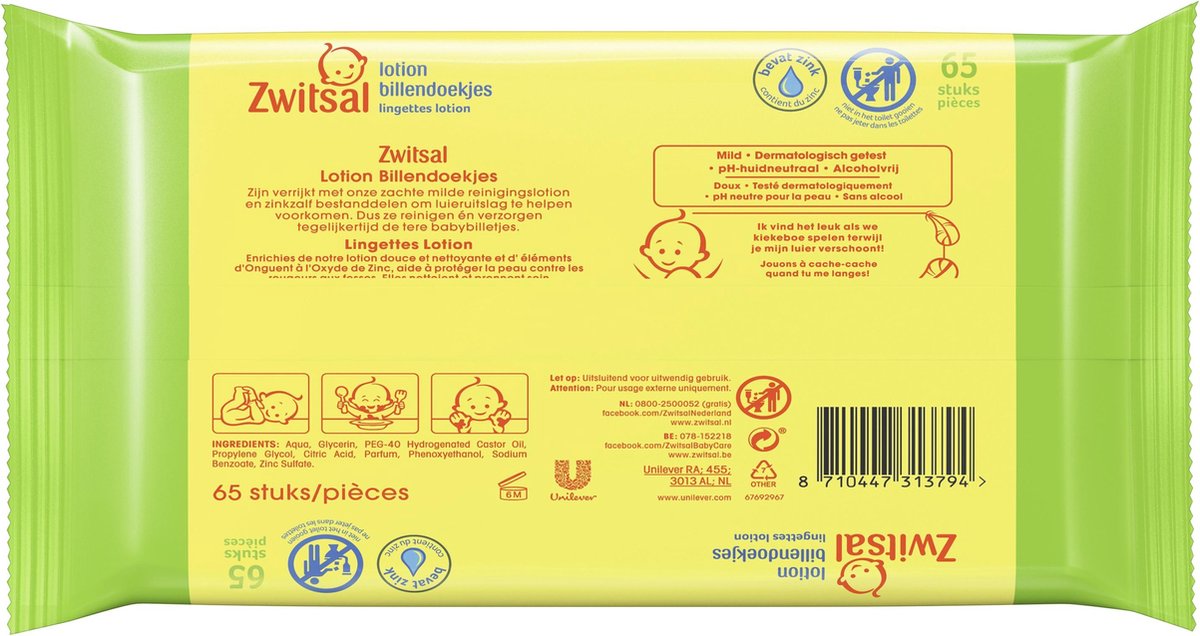 Zwitsal Billendoekjes Babydoekjes Lotion Voordeelverpakking - 1560 Stuks