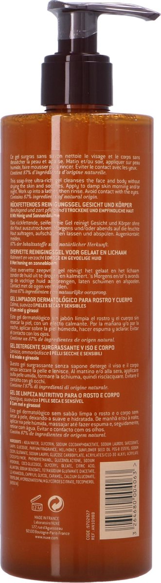 Nuxe Reve De Miel Body And Face Cleansing Gel 400ml