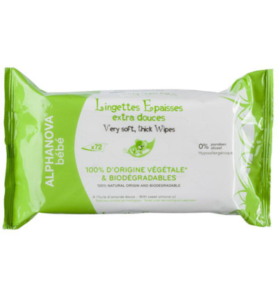 Alphanova Natural Baby Wipes - 72 Stuks