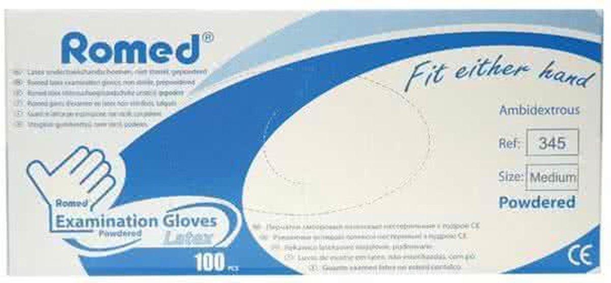 Romed Latex Handschoen Natural Spray Poeder M