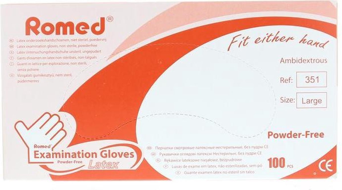 Romed Latex Handschoen Natural Spray Poedervrij L