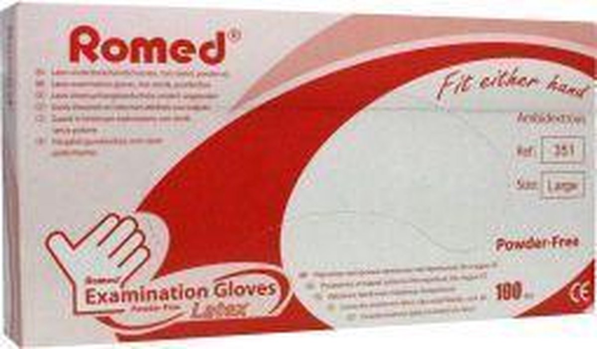 Romed Latex Handschoen Natural Spray Poedervrij L