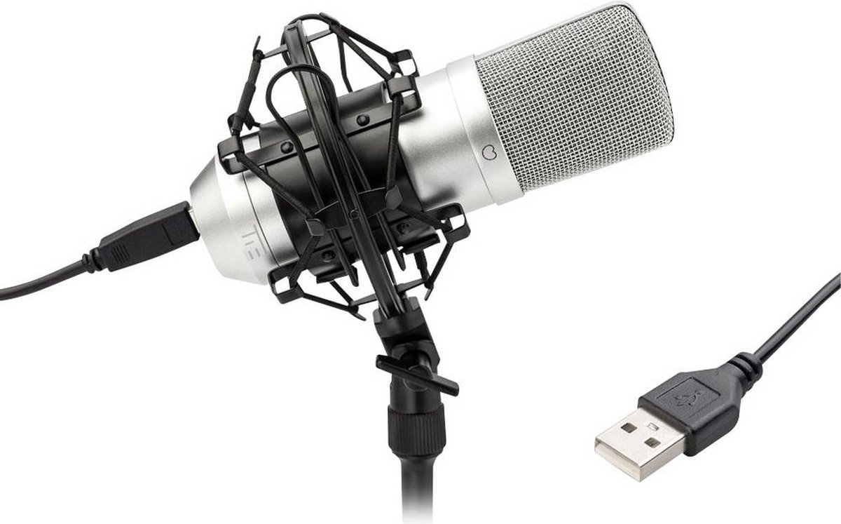 TIE Condensor Mic USB condensator studiomicrofoon - Silver