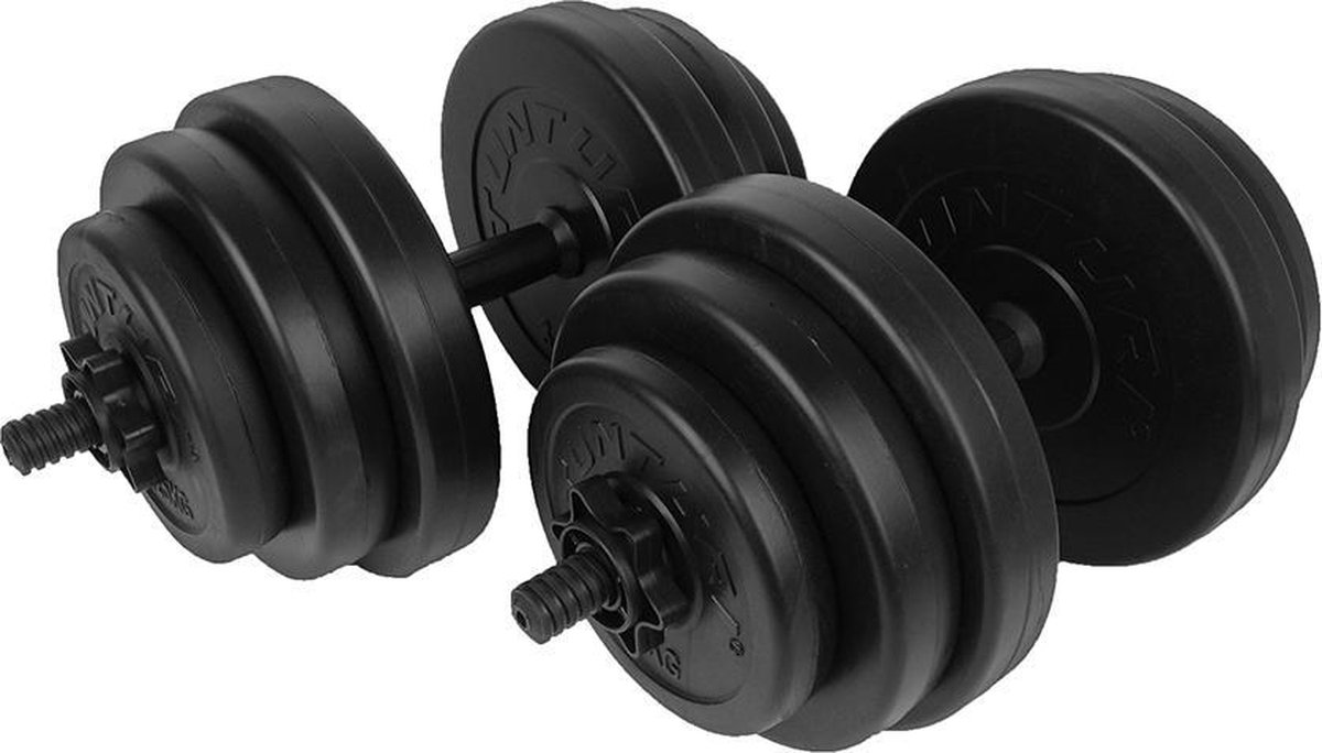 Tunturi Vinyl Verstelbare Dumbbellset - halterset - 28kg - Zwart