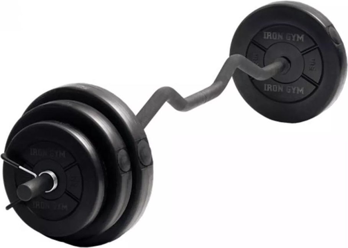 Iron Gym 23 kg verstelbare curl stang set - 25 mm - Zwart