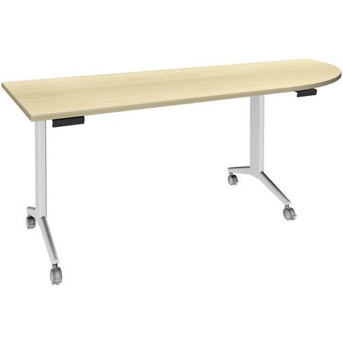 Simmob Tafel Idora 200x80 cm hoek rechts, witte voet