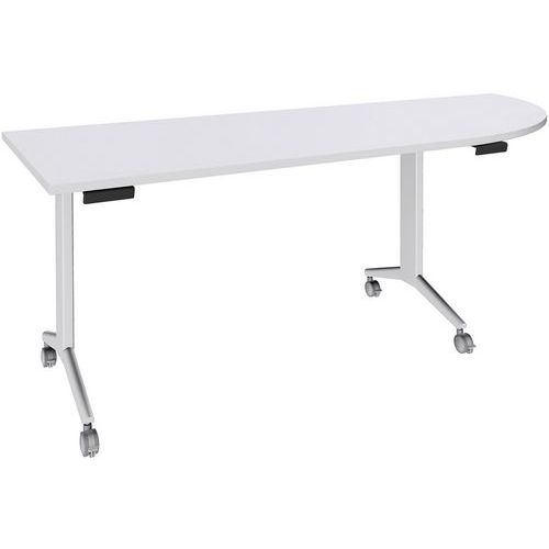 Simmob Tafel Idora 200x80 cm hoek rechts, witte voet