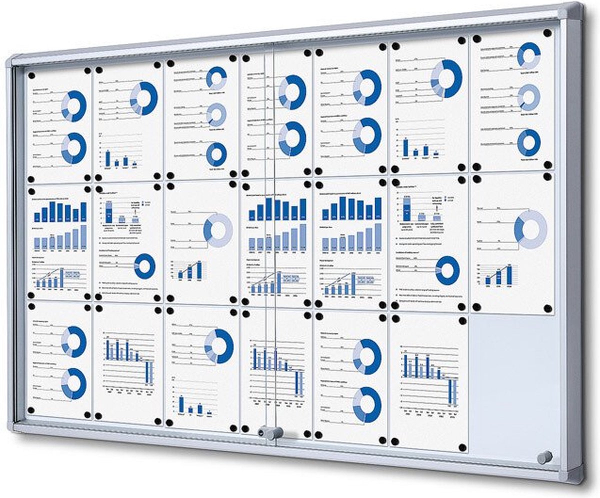 Jansen Display Vitrinekast / mededelingenbord Fire-proof - met schuifdeuren