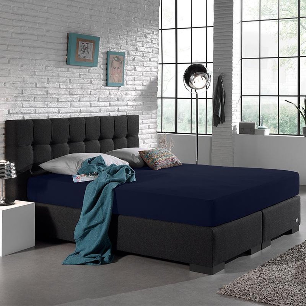 Home Care Jersey Hoeslaken - Indigo 80/90/100 x 200 cm - Blauw