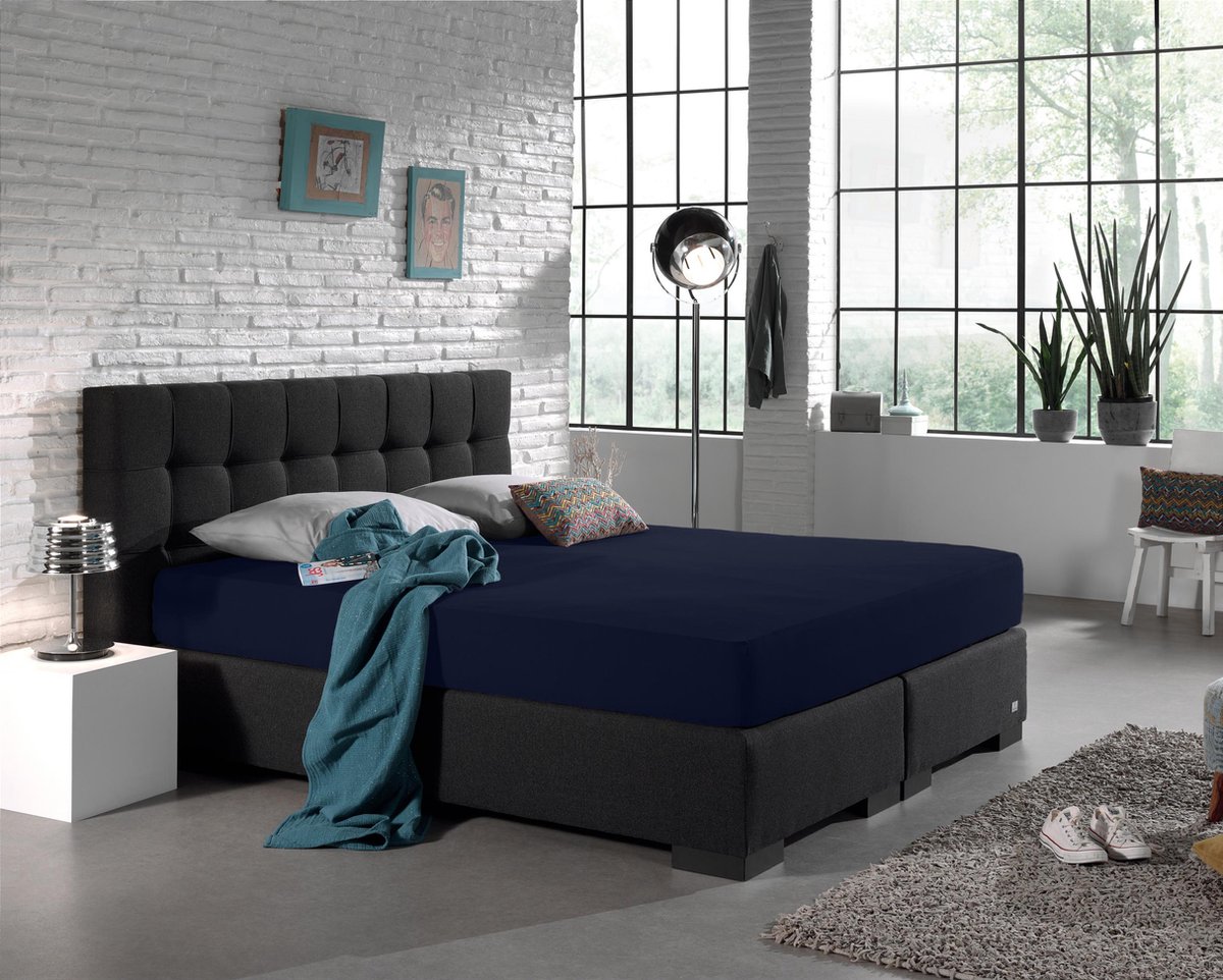Home Care Jersey Hoeslaken - Indigo 80/90/100 x 200 cm - Blauw