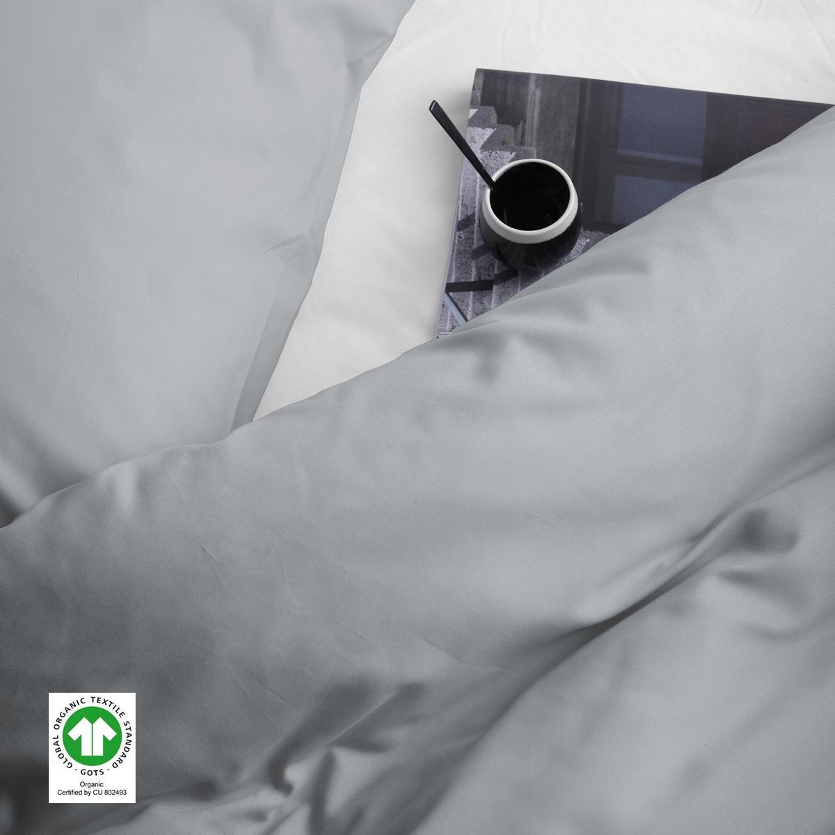 Damai Topper Hoeslaken Biologisch Katoen Satijn - grey - Grijs