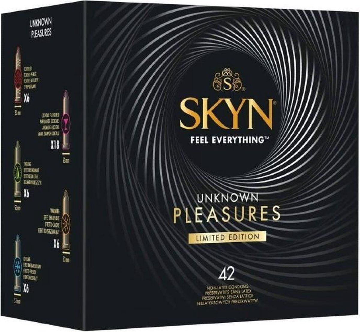 Unimil Skyn Unknown Pleasures Limited Edition nonlatex mix condooms 42st.