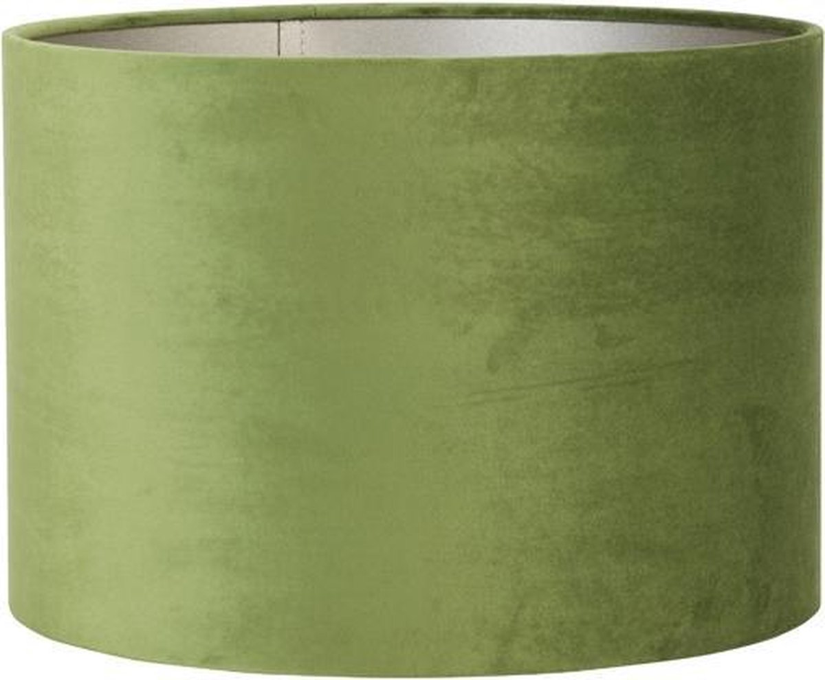 Light & Living Lampenkap cilinder VELOURS - 35-35-30cm - olive green - Groen