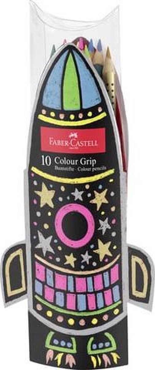 Faber Castell kleurpotlood Faber-Castell Grip raket met 10 stuks assorti