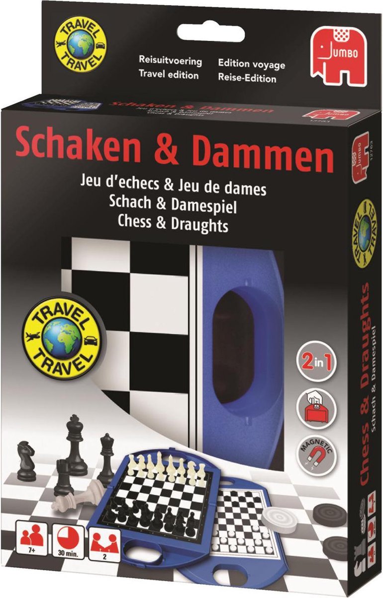 Jumbo Schaken & Dammen Compact - Blauw