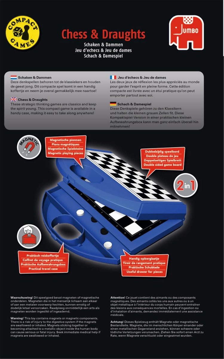 Jumbo Schaken & Dammen Compact - Blauw