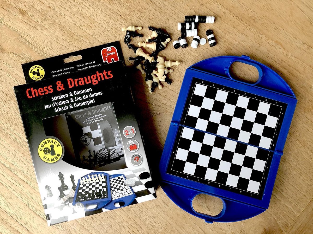 Jumbo Schaken & Dammen Compact - Blauw