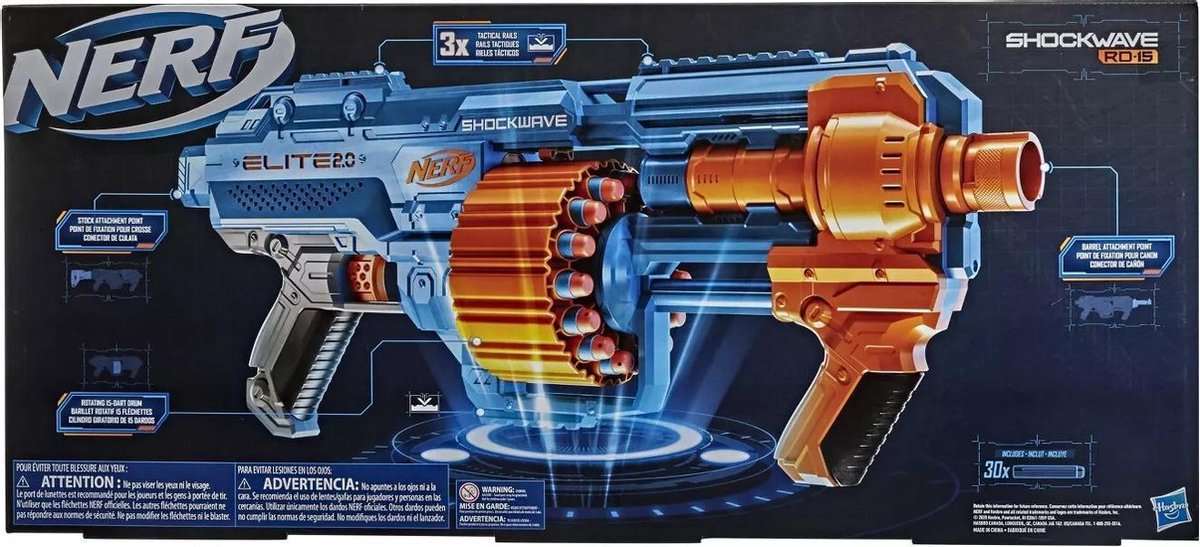 Hasbro NERF Elite 2.0 Shockwave Rd 15 - Blauw