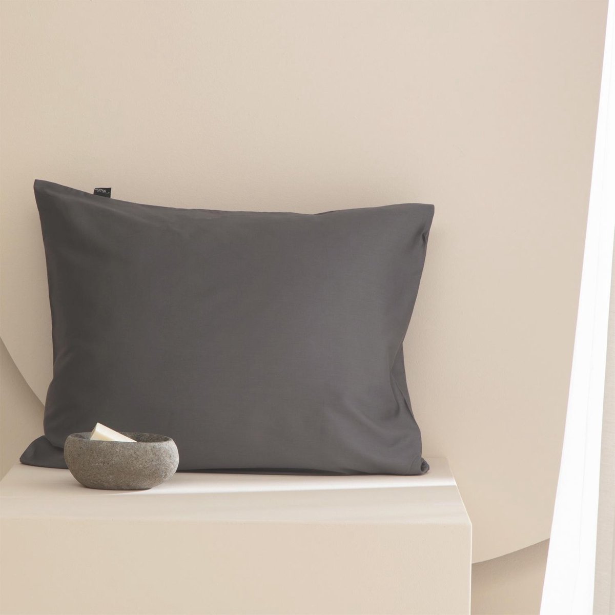 Damai Kussenslopen Biologisch Katoen Satijn Met Rits - anthracite - 80x80cm - Grijs