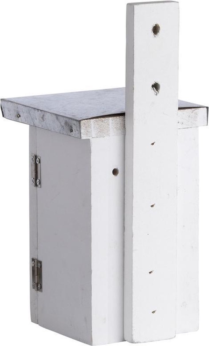 Houtente vogelhuisje/nestkastje winterkoning - Tuindecoratie vogelnest nestkast vogelhuisjes - tuindieren - Wit