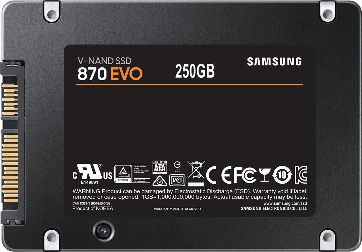 Samsung 870 EVO 2,5 inch 250GB - Zwart