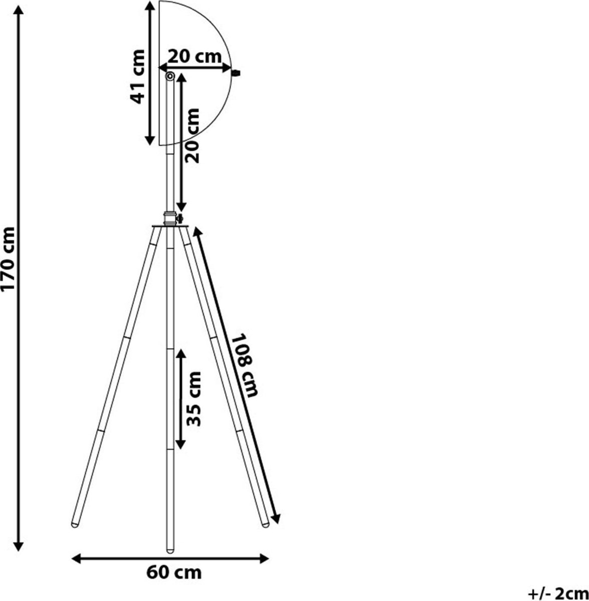 Beliani Thames Staande Lamp Metaal 60 X 60 Cm - Zwart