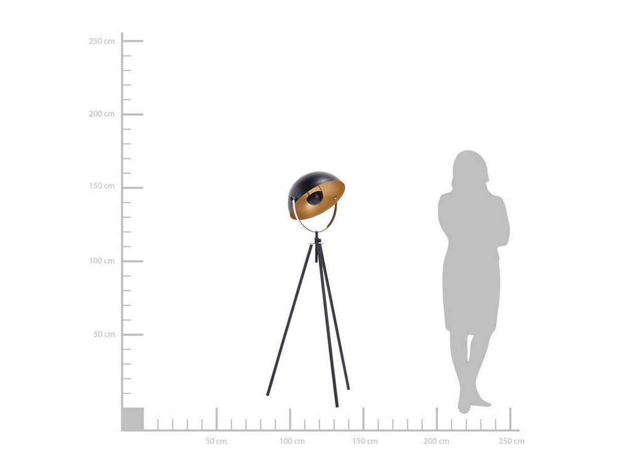 Beliani Thames Staande Lamp Metaal 60 X 60 Cm - Zwart