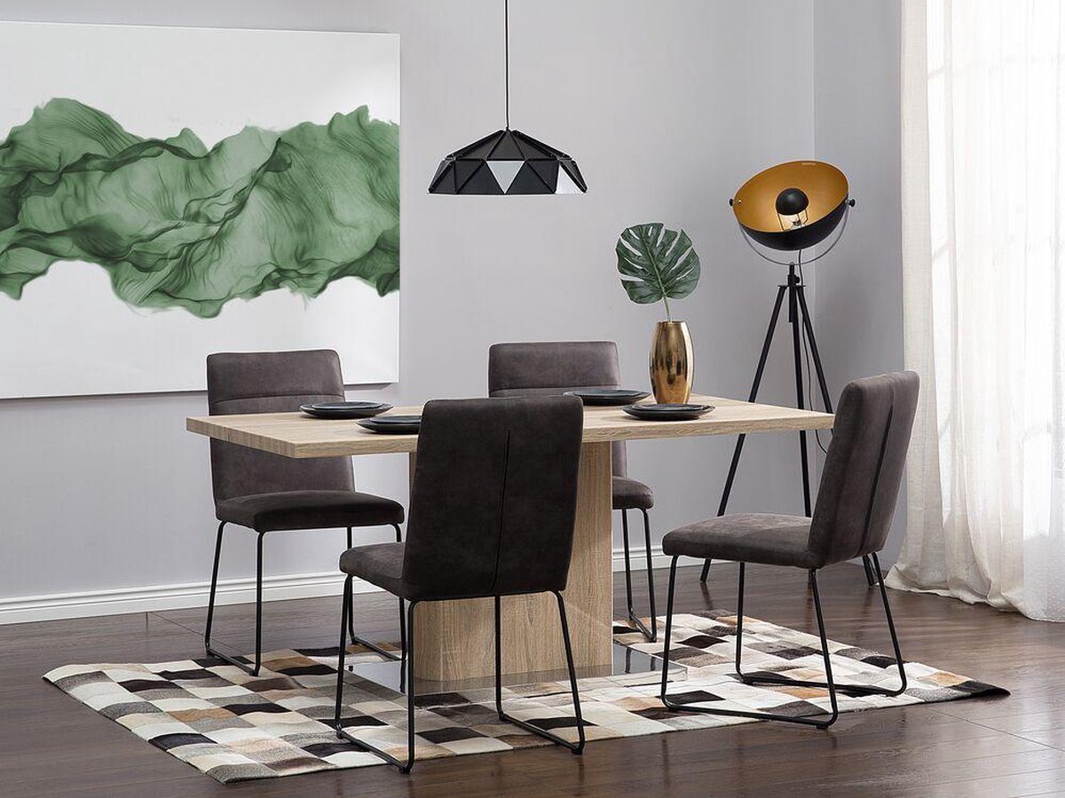 Beliani Thames Staande Lamp Metaal 60 X 60 Cm - Zwart