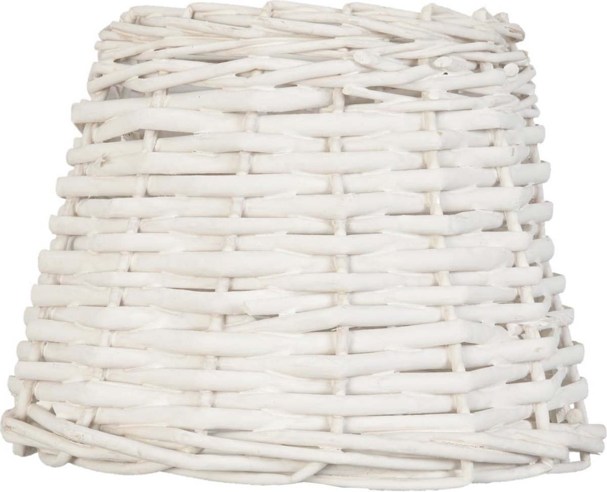 Clayre & Eef Lampenkap ø 20x15 Cm/e27 Rotan - Wit