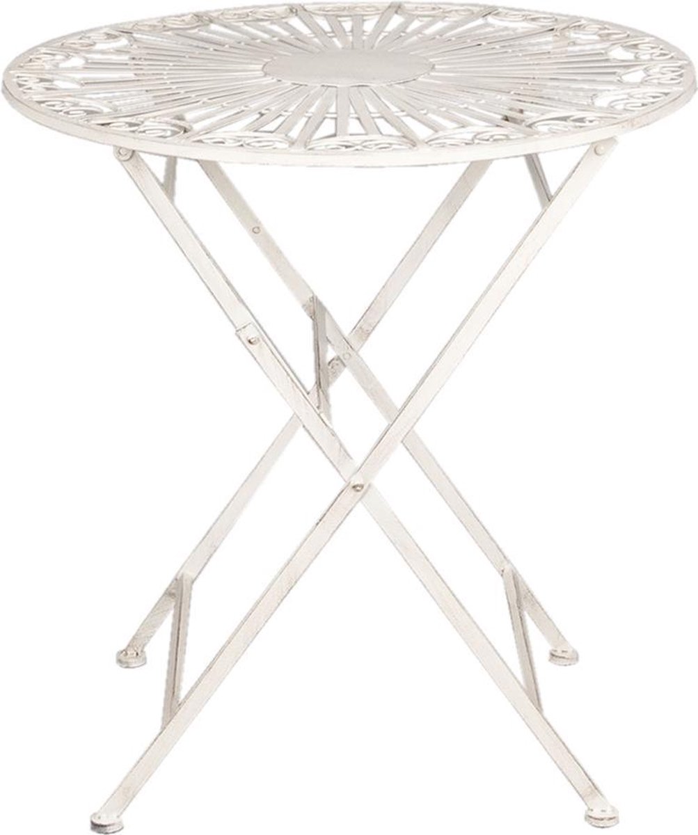 Clayre & Eef Tafel + 2 Stoelen ø 70x75/40x47x94 Cm Metaal - Wit