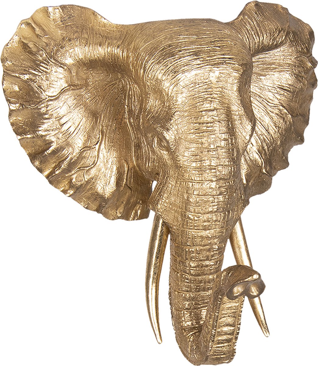 Clayre & Eef Decoratie Olifant - 44*42*23 Cm -kleurig - Kunststof - Olifant - - 6pr2438 - Goud