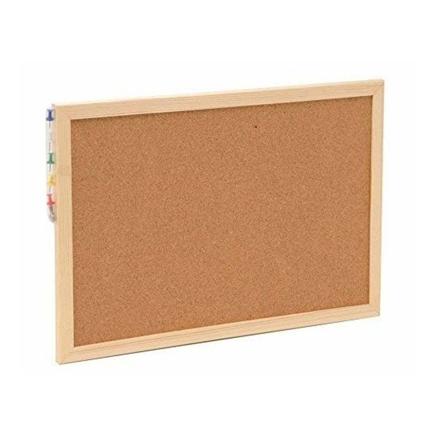 Prikbord/memobord Inclusief Punaises 30 X 45 Cm - Naturel Kurk - Kantoor Artikelen/woonaccessoires