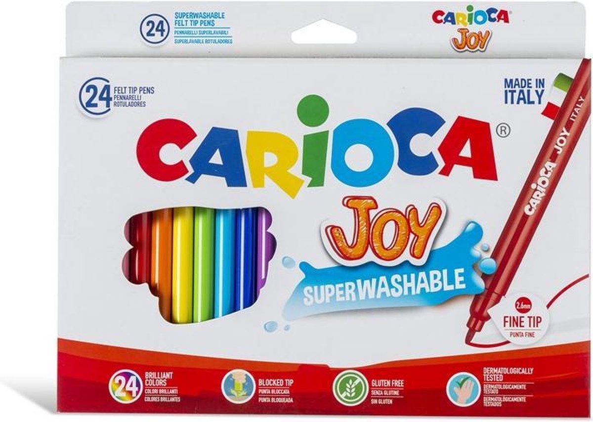 Carioca Viltstift Superwashable Joy, 24 Stiften In Een Kartonnen Etui