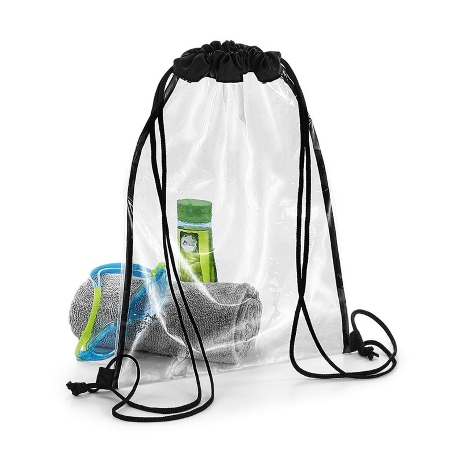 Transparante Gymtasje/rugtasje 33 X 45 Cm - Gymtassen/rugtassen/rugzakken/zwemtassen Doorzichtig