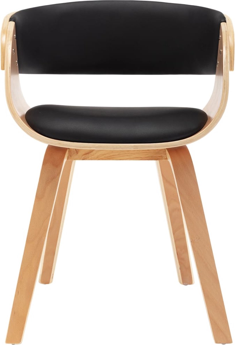 Vidaxl Eetkamerstoelen 6 St Gebogen Hout En Kunstleer - Zwart