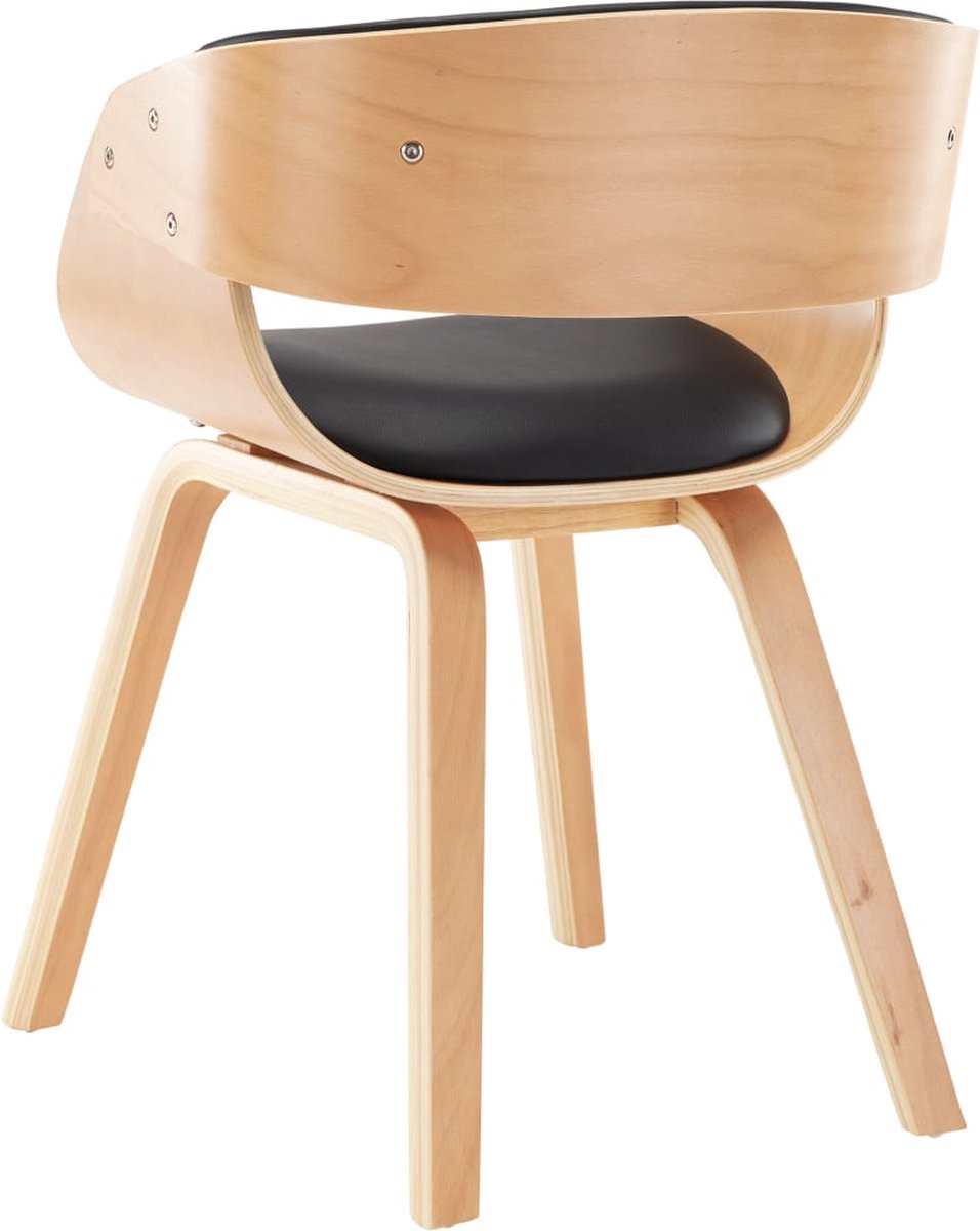 Vidaxl Eetkamerstoelen 6 St Gebogen Hout En Kunstleer - Zwart
