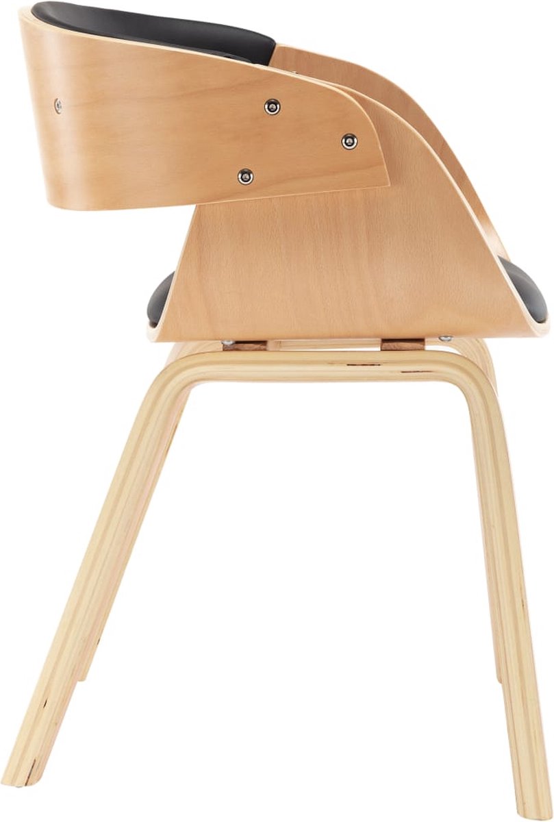Vidaxl Eetkamerstoelen 6 St Gebogen Hout En Kunstleer - Zwart